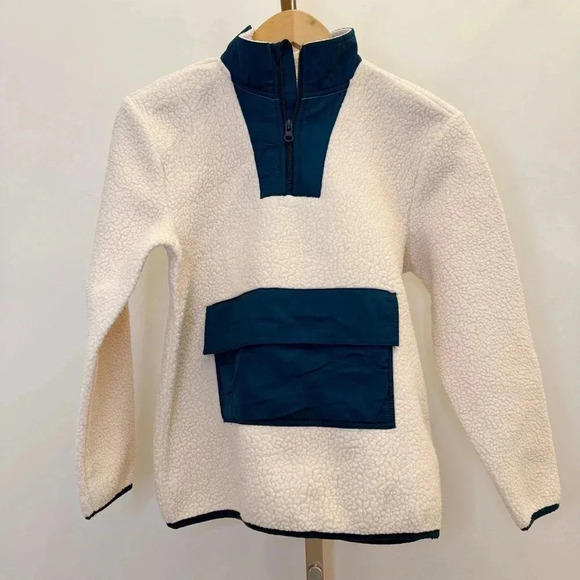 Thereabouts Kids Ivory Sherpa Quarter-Zip Pullover Size M Casual Winter/ Fall - Picture 1 of 12